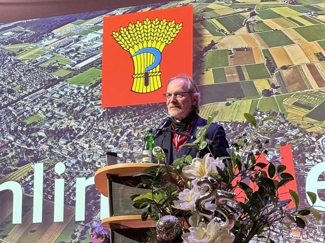 Gemeindeammann Markus Fäs bei seiner Neujahrsansprache. Foto: Lilia Staiger