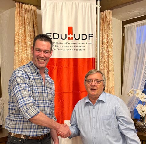 Nationalrat Christoph Riner (links) und EDU-Kantonalpräsident Roland Haldimann. Foto: zVg