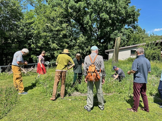 Sammeln und Probieren im Rehmann-Skulpturengarten. Foto: Andrea Worthmann