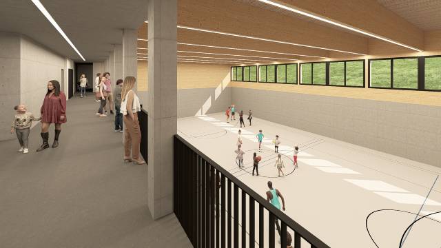 Innenansicht der neuen Turnhalle. Visualisierung: zVg