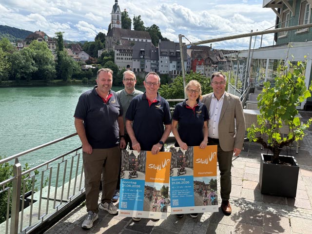Die Vorfreude auf den kommenden slowUp Hochrhein ist gross (von links): Christian Schweizer, Tobias Geiselhardt, Werner Müller, Sabrina Michel und Ulrich Krieger. Foto: Susanne Hörth